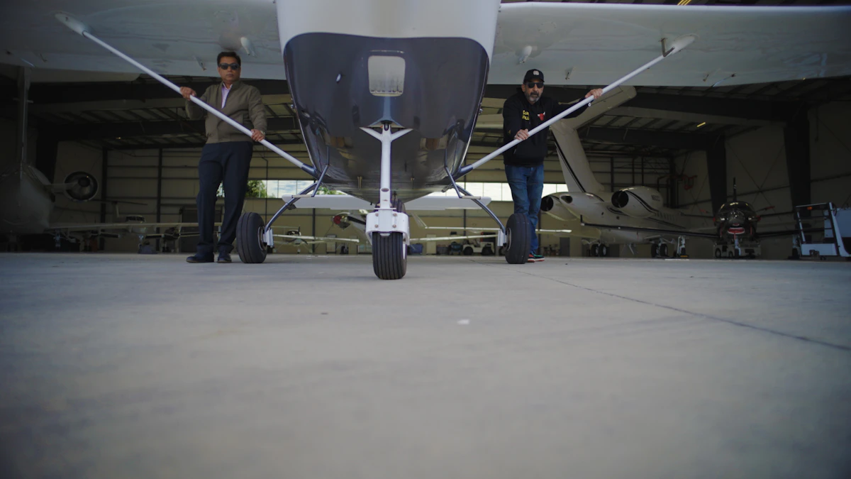Aircraft and aviation professionals inside a hangar