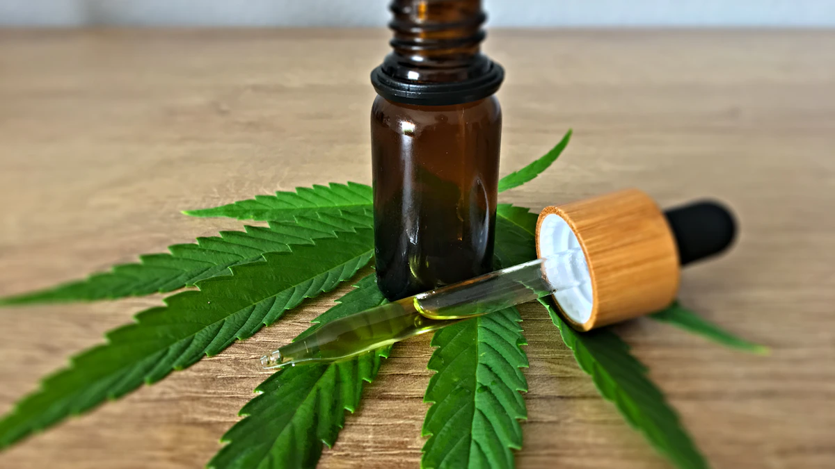 CBD oil bottle and hemp product ingredients