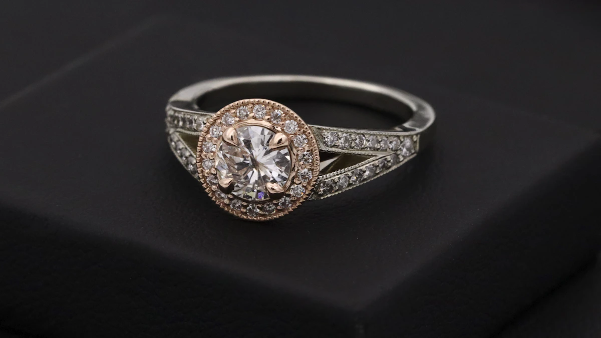 Diamond engagement rings with detailed metal settings