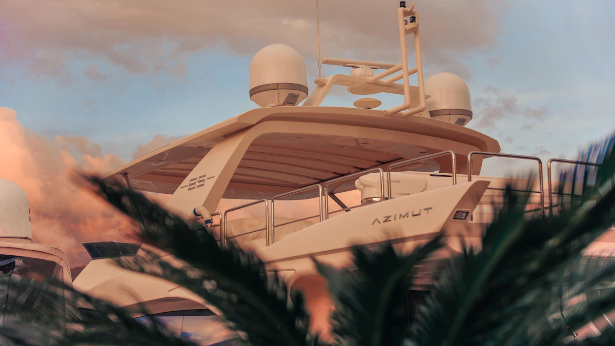 Luxury yacht moored in a marina