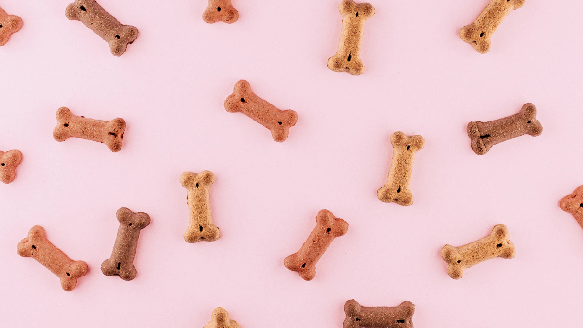 Pet treats arranged for a pet product brand