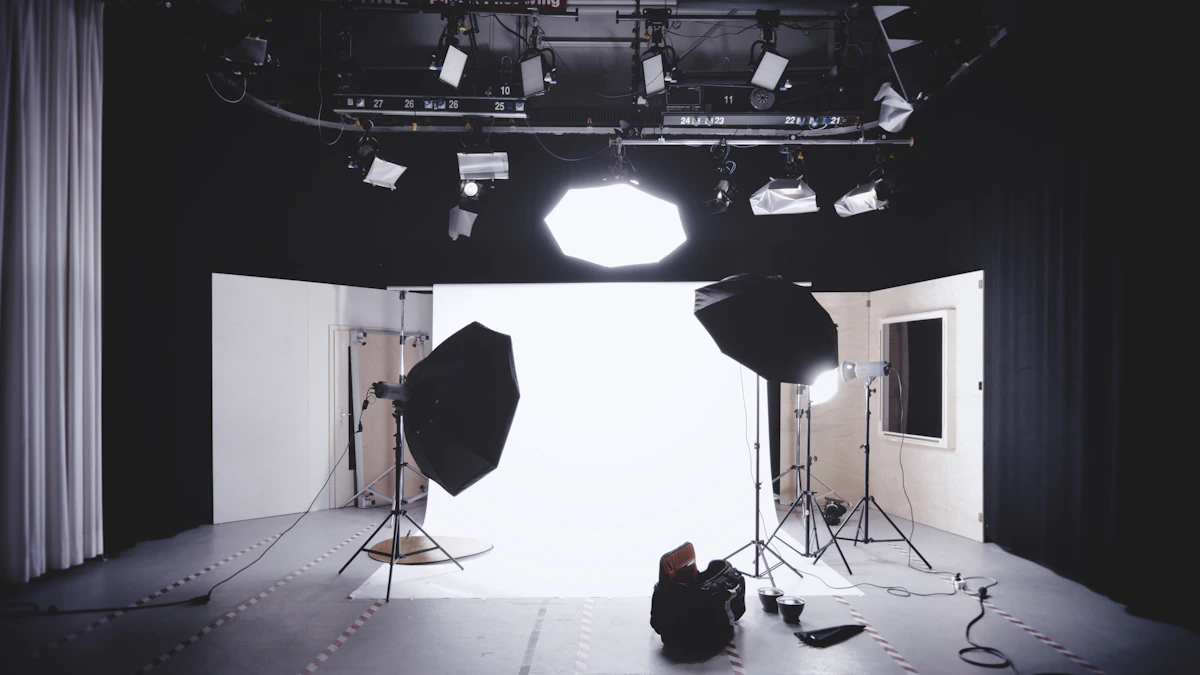 Professional photography studio with lighting equipment