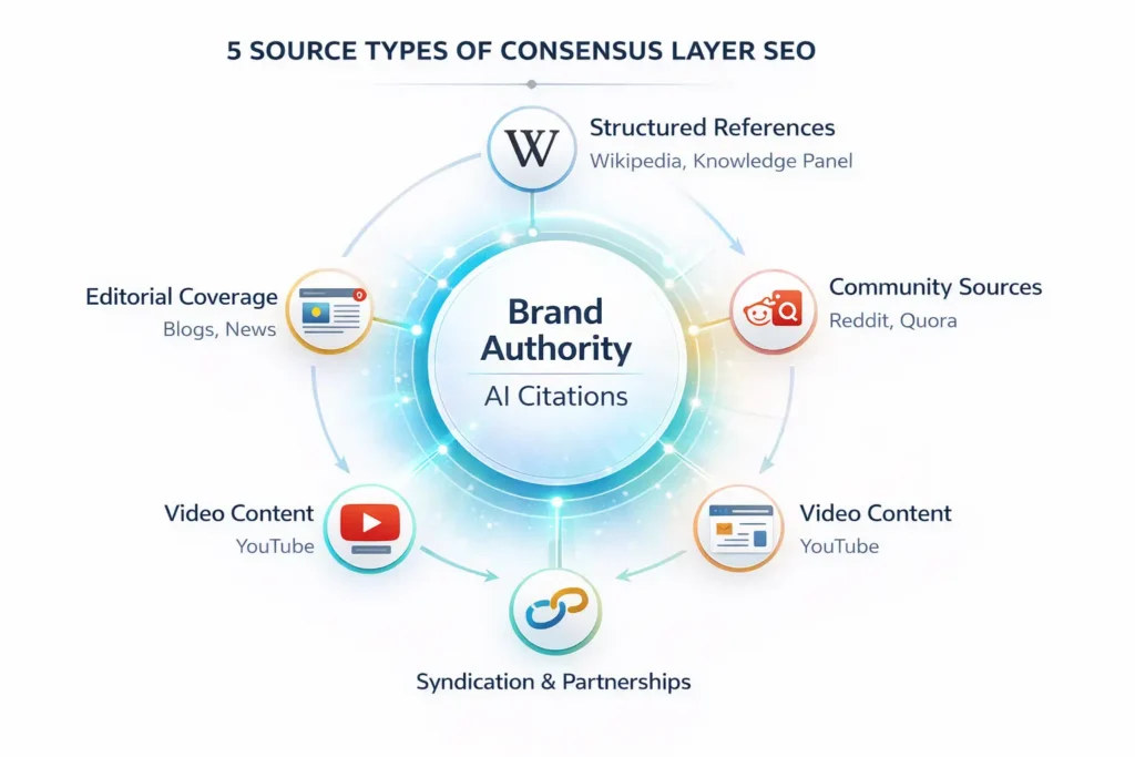 5 source types of Consensus Layer SEO