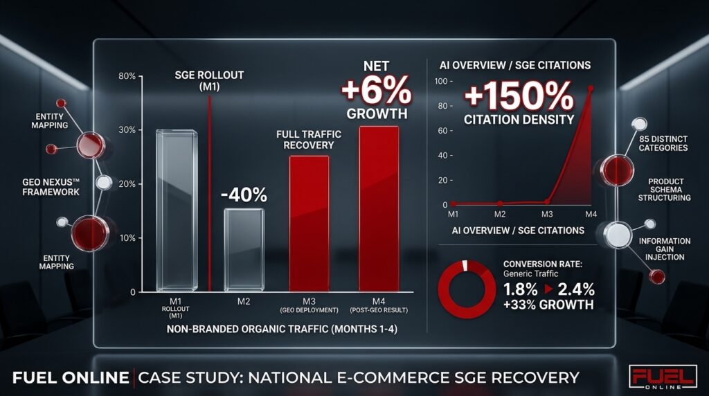 National E-commerce AI SEO: Recovering 40% Lost Traffic from Google SGE Rollouts 1 Ai SEO Case Study National E commerce AI SEO Recovering 40 Lost Traffic from Google SGE Rollout