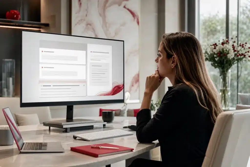 AEO agency for body contouring practices: a marketer reviewing clean question and answer resul