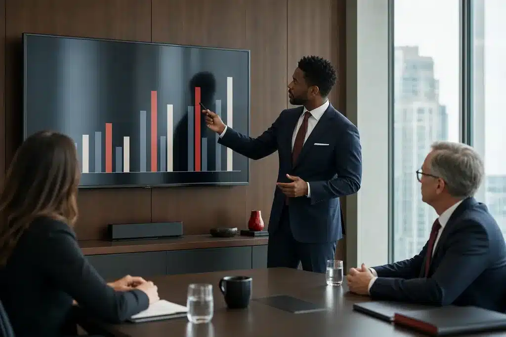 AI visibility audit for criminal defense law firms: a competitor comparison bar visualization on a scree