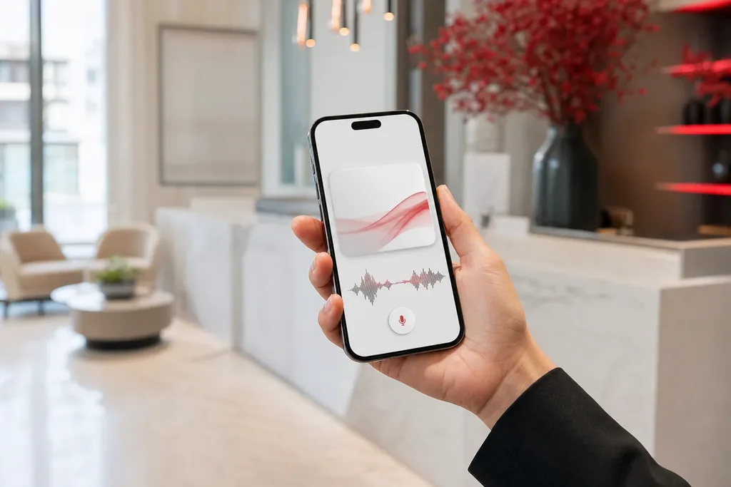 AEO agency for facelift surgeons: a hand holding a smartphone showing a minimal voice