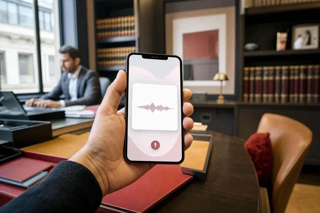 AEO agency for family law firms: a hand holding a smartphone showing a minimal voice