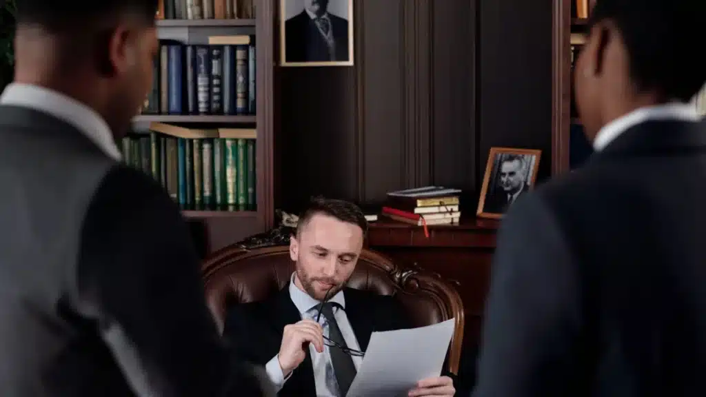 Law Firm Digital Marketing Company: legal team collaborating in a law office