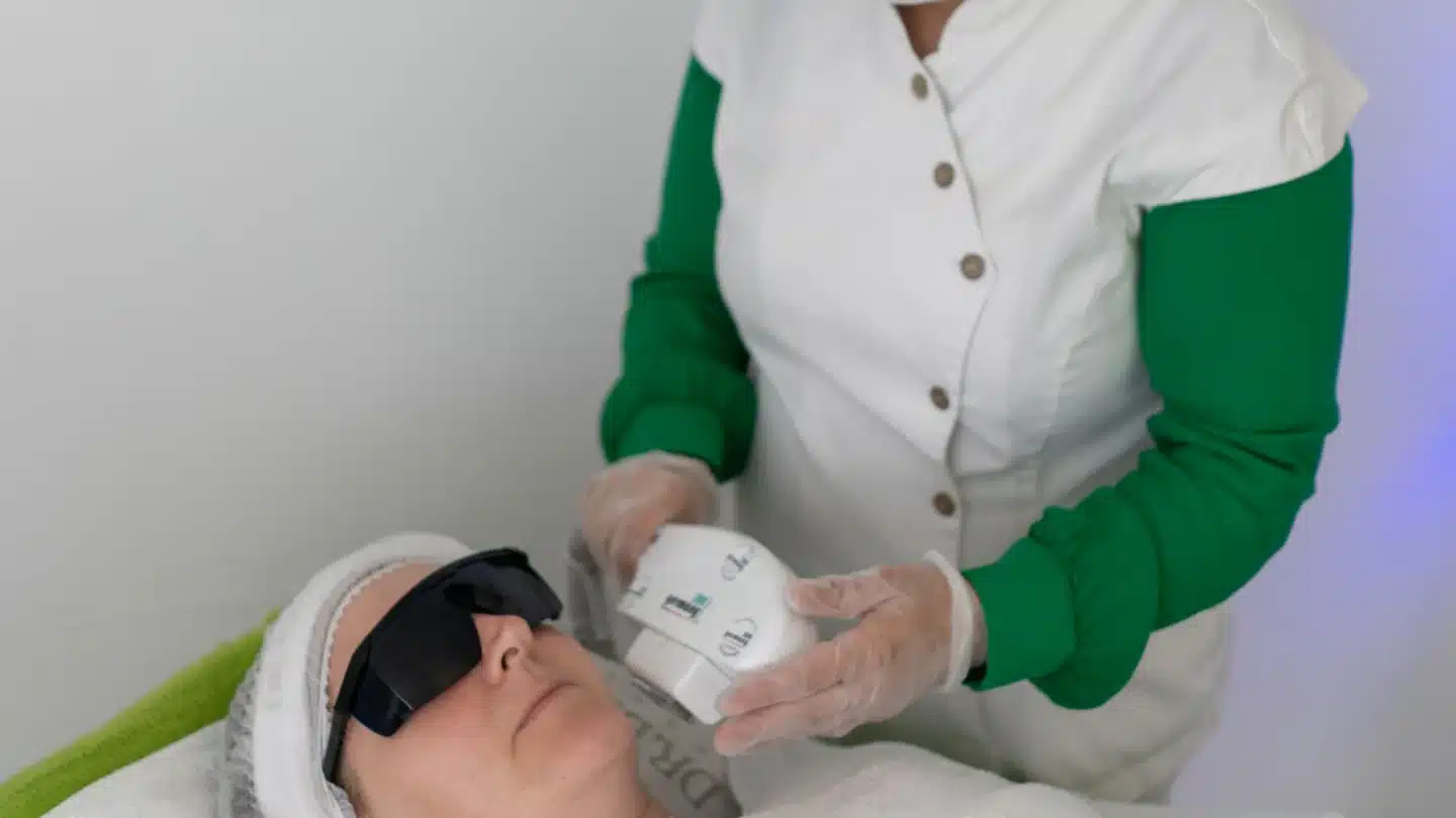 Facelift Surgery Lead Generation Agency Hero Facelift Surgery Lead Generation Agency: clinical skincare treatment with protective equipment