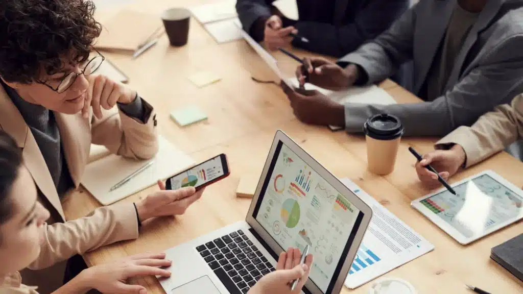 SEO Services for Executive Search: team reviewing workforce plans and documents