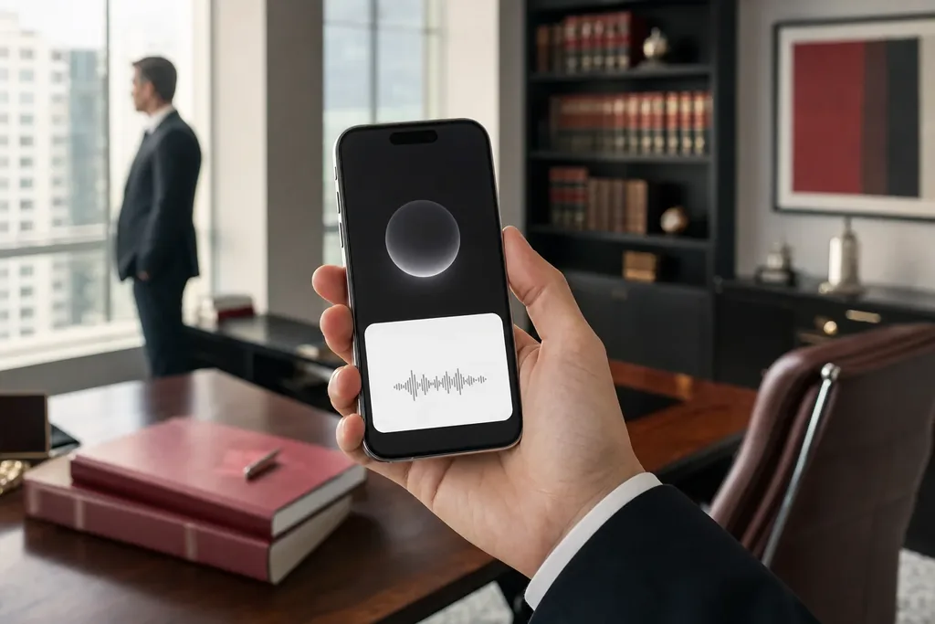 AEO agency for mass tort law firms: a hand holding a smartphone showing a minimal voice