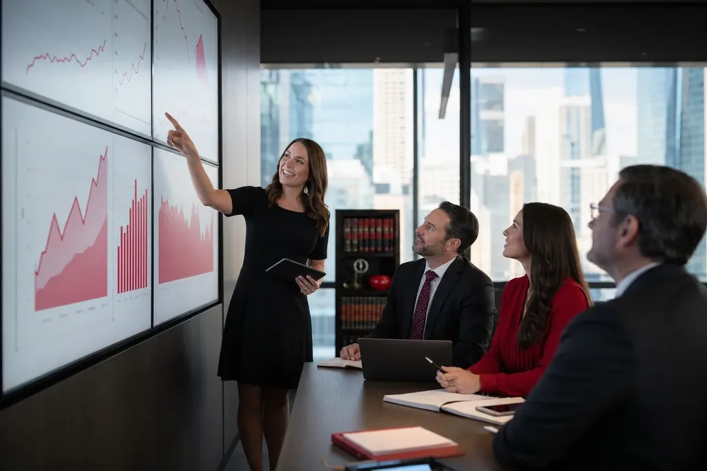 SEO agency for mass tort law firms: a digital marketing team reviewing rising website tr