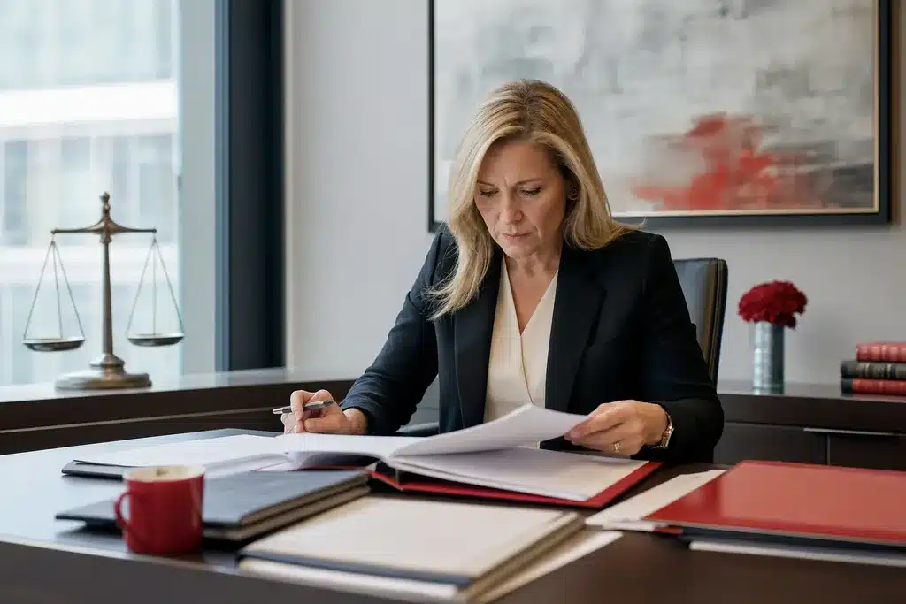 best SEO agency for personal injury law firms: a decision maker at a desk reviewing agency proposal