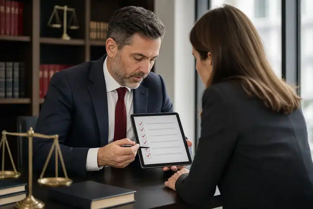 best SEO agency for personal injury law firms: a clean evaluation checklist with checkmarks shown o