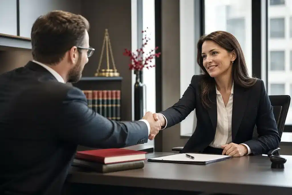 best SEO agency for personal injury law firms: a professional handshake concluding a partnership me