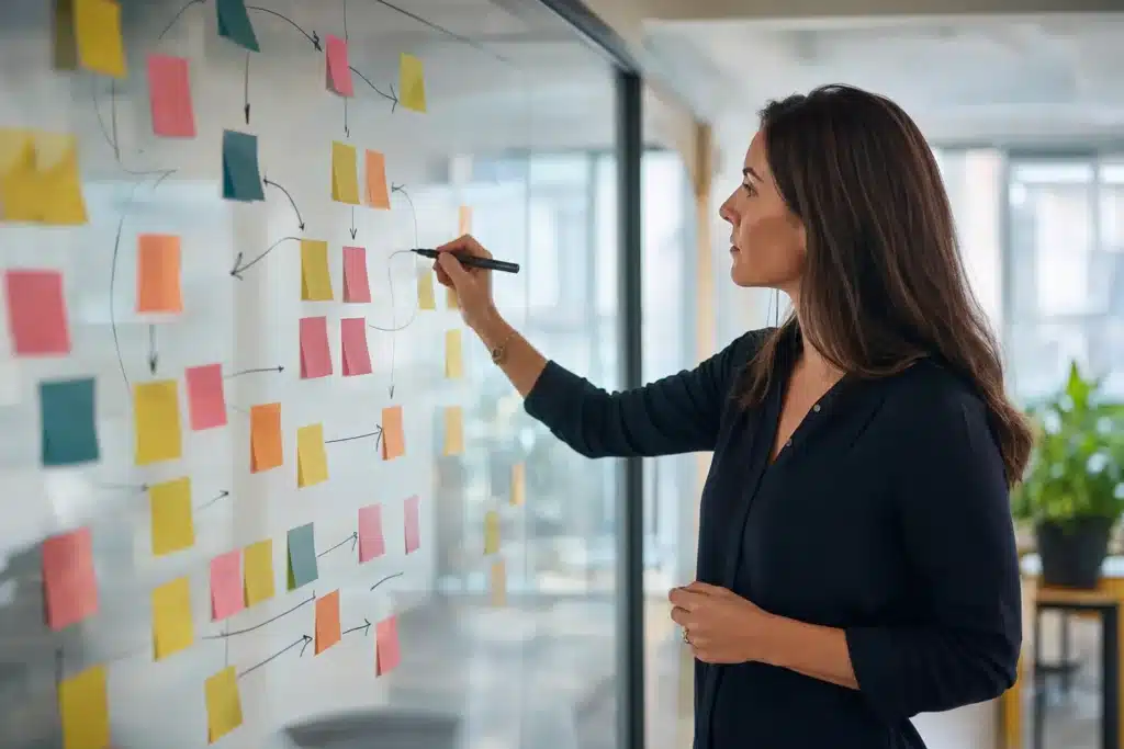 SEO strategy plan for personal injury law firms mapped on an office whiteboard