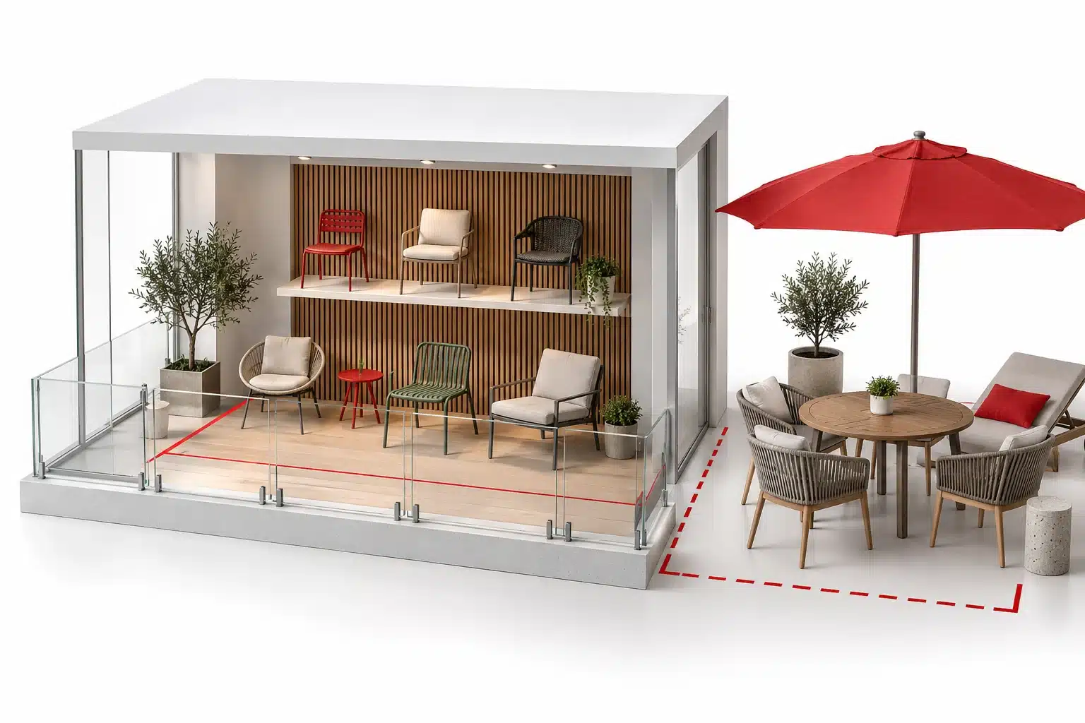 Shopify collection model selects compact furniture for a defined balcony use case.